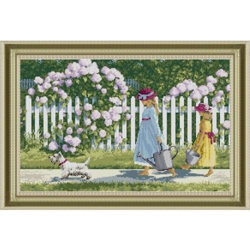 Higher Cotton Top Quality beautiful lovely counted cross stitch kit flower pat gardening, girls water flowers