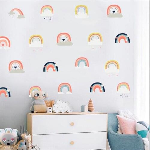 15pcs/set Nordic Style Rainbow Wall Stickers DIY for Kids Baby Room Living Room Bedroom Home Decoration Art Wallpaper