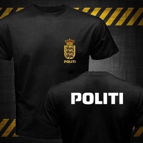 New Dansk Danish Denmark Politi Police Unit logo T-shirt Homme Cool Tops Tee Shirts Plus Size summer tshirt
