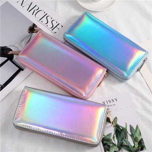 New Colorful PU Women Wallet Luxury Embroidery Children Purses and Womens Wallets Brilliant Pink Novelty Purse Mobile phone bag