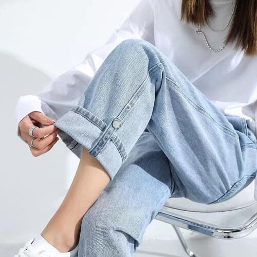 2021 Spring New Wide-leg Jeans Female Korean Version of Loose High Waist Slimmer Straight Daddy Pants Mother Jeans