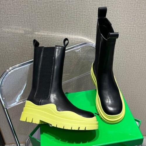 Bv Martin boots new women fall thick leather boots at the end of the Chelsea boots he brother with the pipe boots