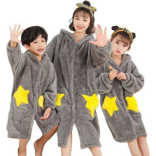 Mother Daughter Son Matching Family Outfits Robes Mommy And Me Nightdress Mom Girls Nightgowns Women Kids Pajamas Outerwear Coat