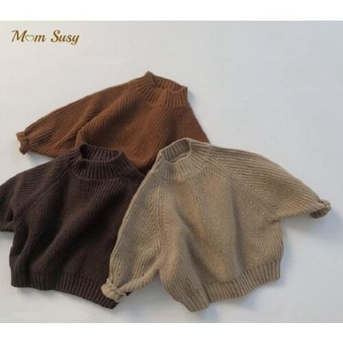 Baby Girl Boy Pure Cotton Sweater Solid Color Spring Autumn Winter Child Knitted Pullover Top High Quality Baby Clothes 1-7Y