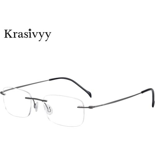 Krasivyy BRAND Pure Titanium Rimless glasses Frame Men Ultralight Screwless Myopia Prescription Eyewear Frameless Eyeglasses