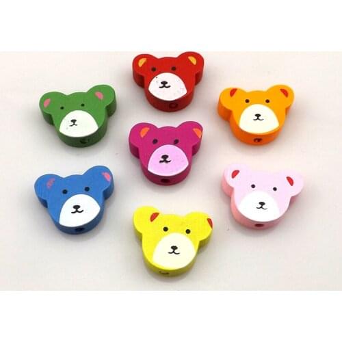 Wholesale 200pcs/Lot 15mm Bear Shape Wood Beads For Kids Jewelry DIY Free Shipping