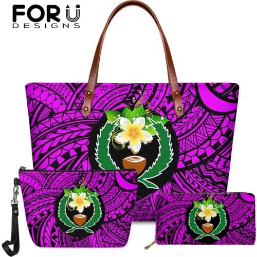 FORUDESIGNS Polynesian Tribe Bags Women Plumeria And Pohnpei Printed Casual Ladies Travel Shoulder Bag Female Party Clutch Purse