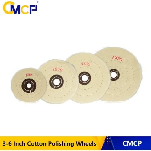 CMCP 1pc 3"/4"/5"/6" Cotton Polishing Wheels Abrasive Tools Cloth Buffing Wheel Grinder For Jewelry Wood Metal Polishing Tool