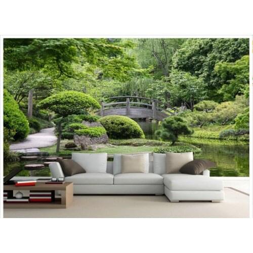 Custom photo wallpaper 3d wall murals wallpaper Green garden Forest tree landscape Bridges background wall papers home decor