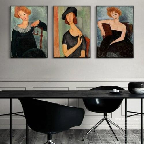 Portrait of Jeanne Hebuterne Canvas Paintings By Modigliani Famous Wall Art Posters And Prints Nordic Art Pictures Wall Decor