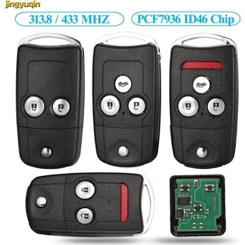 Jingyuqin Remote Flip Car Key Control 433MHZ PCF7936 ID46 Chip For Honda Insight Civic 4D Accord 8 Elysion CR-V Jazz Hon66 2B