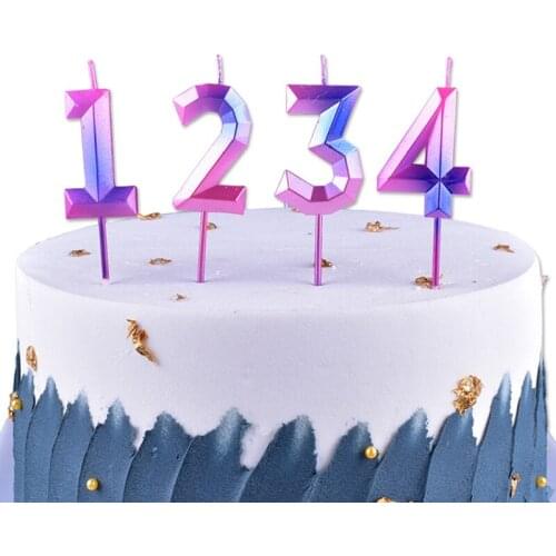 Colorful 0 1 2 3 4 5 6 7 8 9 Cake Topper Kids Girls Boys Bar Baby Party Supplies Decoration Happy Birthday Number Cake Candles