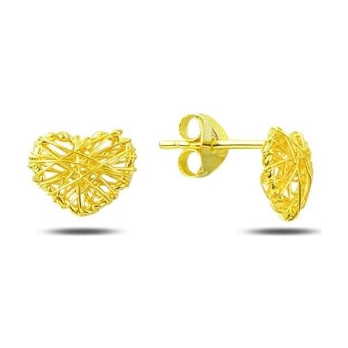 Silverlina Silver Heart Wire Knitted Earrings