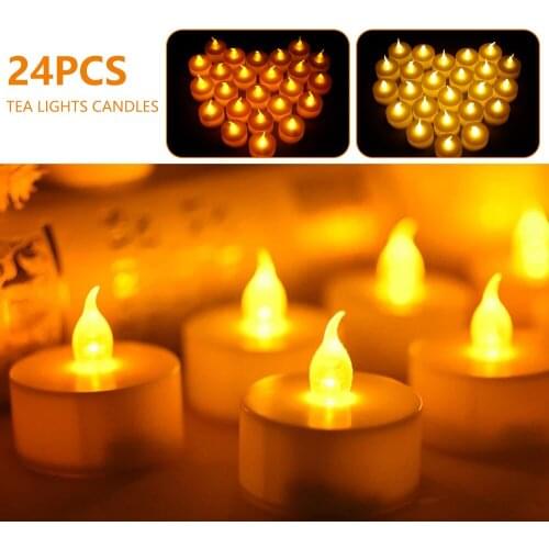 24pcs Flameless LED Tealight Tea Candles Wedding Light Romantic Candles Lights for Birthday Party Wedding Christmas Decorations