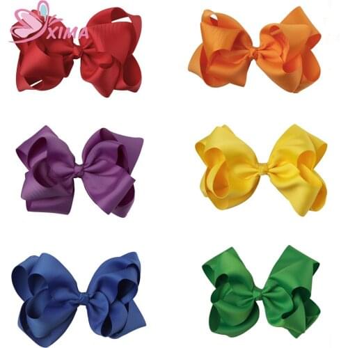 XIMA 1PC Retail 6''Little Girls Large Grosgrain Ribbon Bows Double Bows with Alligator Clips Hair Accessories 15 Colors