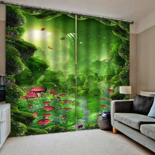 Green curtains drean forest curtain 3D Window Curtain Dinosaur print Luxury Blackout For Living Room blackout curtains