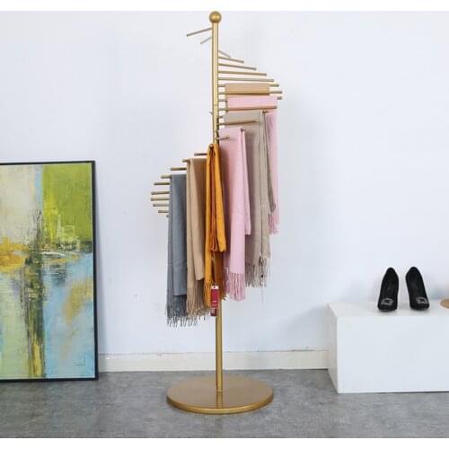 Golden scarf shelf floor display rack creative silk scarf clothing store pants display rack multifunctional round sub