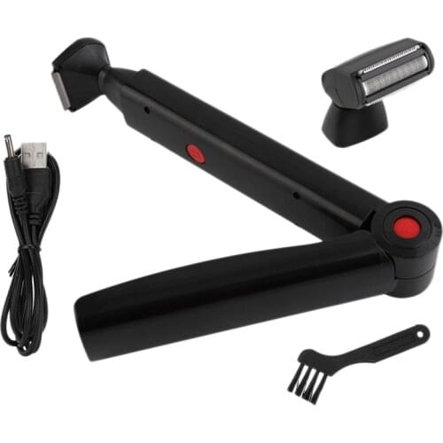 Long Handle Men Back Hair Shaver USB Rechargeable Big Blade Trimmer 2 in 1 Foldable Back Shaver Men Hair Remover