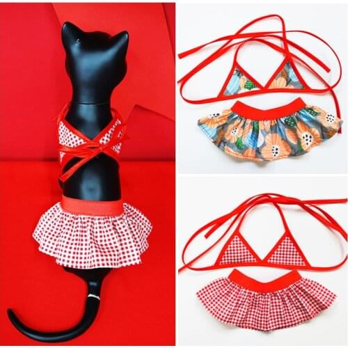 2021 Summer Beach Pet Bikini Suit Luxury Printed Style Puppy Dog Skirt Sexy Dress for Small Dogs Vacation Funny Clothes Outdoor
