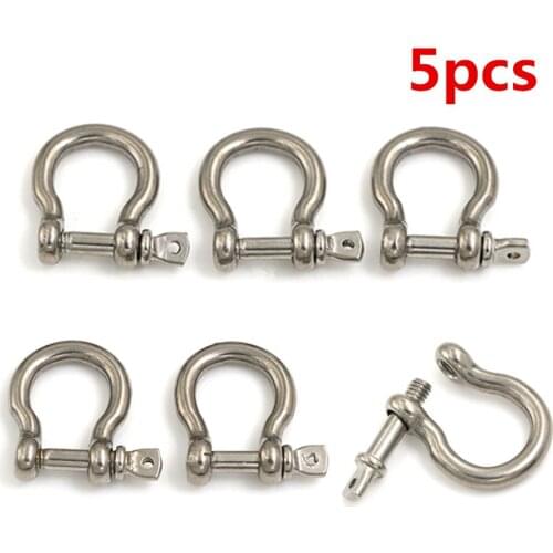 5Pcs M4 Silver 304 Stainless Steel Rustproof Screw Pin Anchor Bow Shackle Clevis European Style