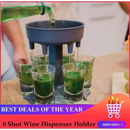 6 Shot Wine Dispenser Holder Glass Whisky Beer Dispenser Caddy Liquor Dispenser Party Games Drinking Tools Rack Bar Accessories