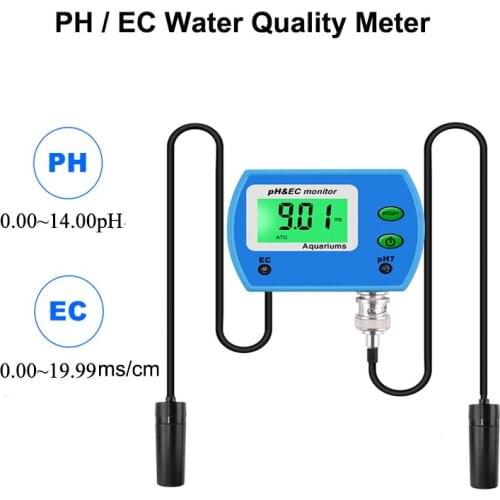 Professional 2 in 1 PH EC Meter Multi-parameter Water Quality Monitor Online PH EC Tester Acidometer for Aquarium hydroponics