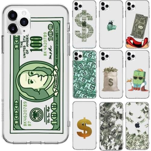 Us Big Money 100 Dollars Phone Case Transparent for iPhone 6 7 8 11 12 s mini pro X XS XR MAX Plus cover funda shell