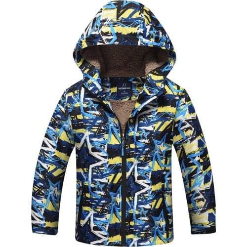 Kids Jacket Coat Boys Girls Autumn Winter Hooded Jacket Child Outwear Sports Waterproof Windproof Thick Warm Coat Star Pattern