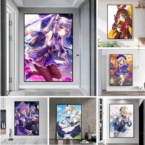 Home Decor Canvas Japanese Anime Painting Pictures Genshin Impact Wall Art HD Prints Modular Posters No Frame For Living Room