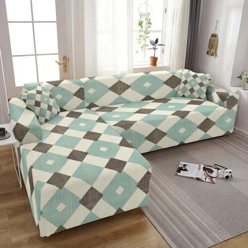 Geometric Elastic Sofa Cover Stretch Couch Slipcovers Corner Sofa Covers For Living Room Spandex Sectional Couch Cover 1-4 Seat