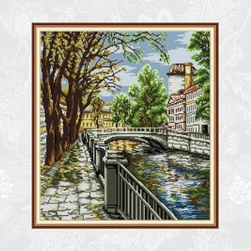 Joy Sunday Waterside Cross-stitch Pattern Counted Printed on Canvas 14CT 11CT Handmade Cross Stitch kits Embroidery Needlework