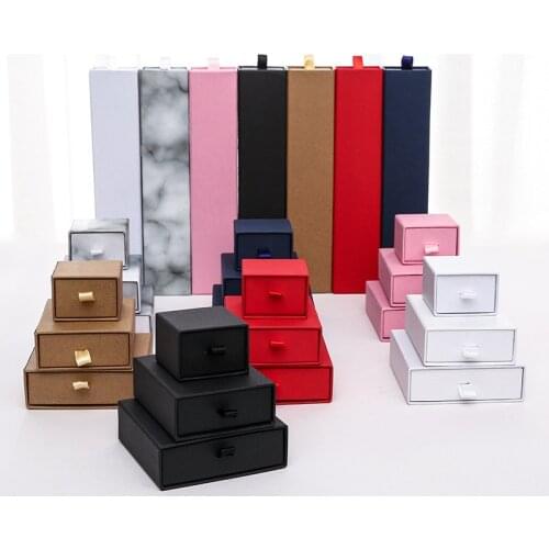 Jewelry Organizer Drawer Box for Ring Earrings Necklace Bracelet Jewelry Packaging Display Kraft Paper Gift Boxes for Jewellery