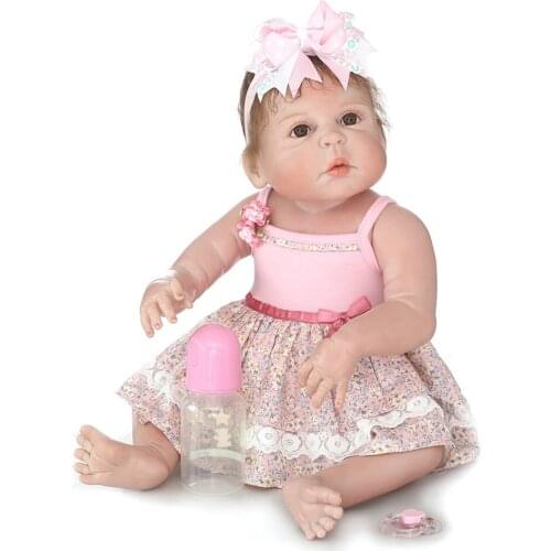NPK cameron awake reborn babies girll doll 23" full body silicone baby girl dolls real alive boneca reborn silicone completa