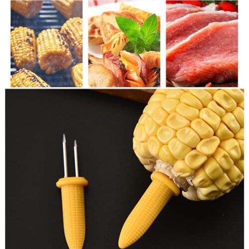 Corn Holder Creative Stainless Steel Portable Corn Fork Holder Corn Skewer Multi-function Barbecue Corn Tools Barbecue Supplies