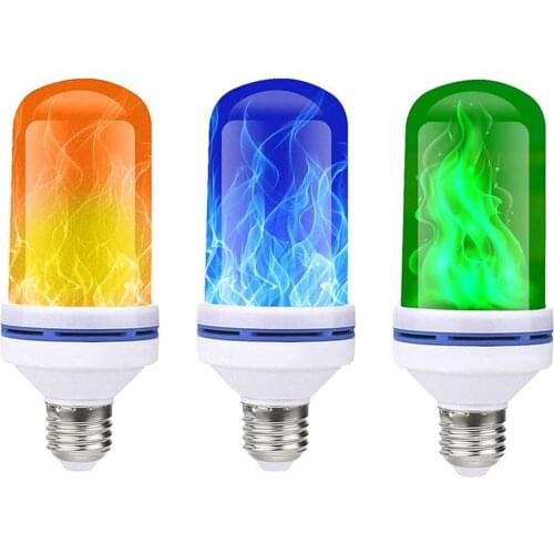 E27 Flame Lamps 15w 85-265v 4 Modes Ampoule Led Flame Effect Light Bulb Flickering Emulation Fire Light Yellow/blue/green