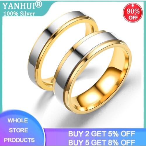 Fashion Luxury Golden Engagement Wedding Ring Couple Ring Simple Fashion Style Fine Jewelry Anniversary Gift Men and Women Ring