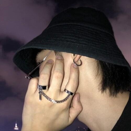 Double Finger Chain Rings for Women Ring Set Tassel Cross Punk Rings Jewelry Ladies Fashion HipHop Jewelry 6cm Chain