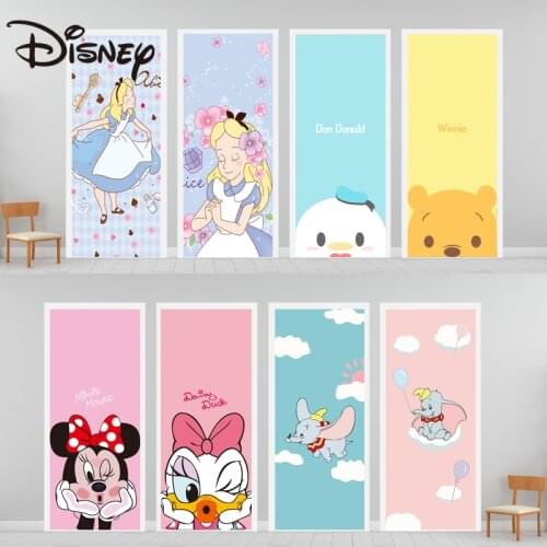 Disney cartoon door stickers renovation self-adhesive dormitory glass stickers wardrobe stickers waterproof furniture stickers