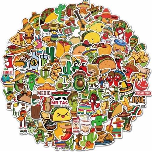 10/50/100pcs Mexican style food series Stickers Not repeating Graffiti Waterproof Decal Motorcycle Luggage Snowboard Car Sticker