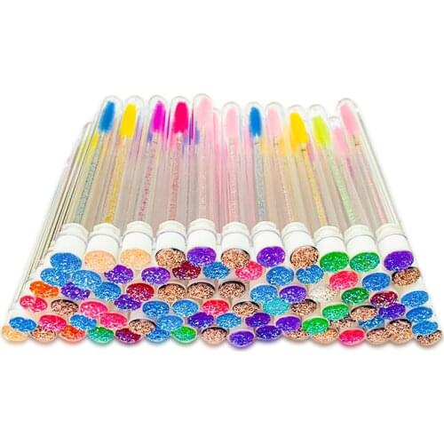 50/100pcs Eyelash Extension Disposable Mascara Wand Diamond Tube Eyebrow Brushes Applicator Eye Lashes Brush With Tube