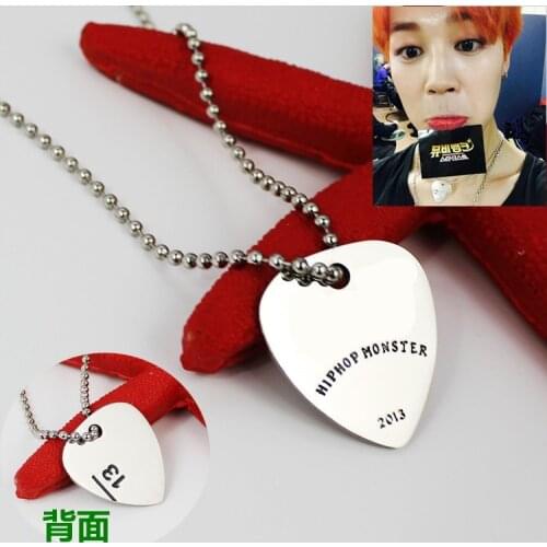 KPOP Necklace Bangtan Boys Jimin 13 number Pendant Chain Choker Necklace Men Women stainless steel Jewelry Hip Hop Collier