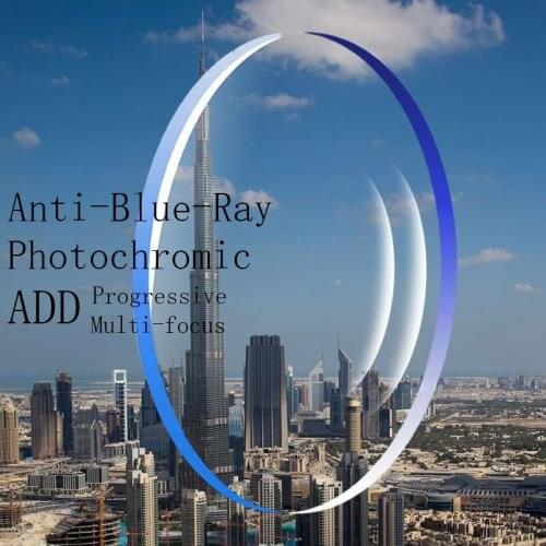 A Pair Progressive Multi-Focus & Photochromic & Anti-Blue Ray Optical Lens Myopia Presbyopia 1.56 1.61 1.67 Index