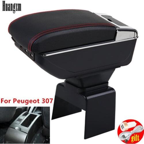 For Peugeot 307 armrest box universal car center console caja modification accessories double raised with USB