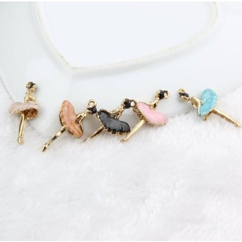 10PCS/Lot Fashion Jewelry Enamel Charms Dancing Ballet Girl Charms Pendant Fit For Necklace Bracelet DIY Accessories Jewelry