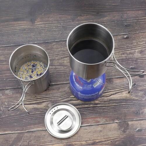 700ml+1000ml Outdoor Mugs Portable Camping Water Mug Cup With Lid Foldable Handle Outdoor Kitchen Equipment Cooking Campig