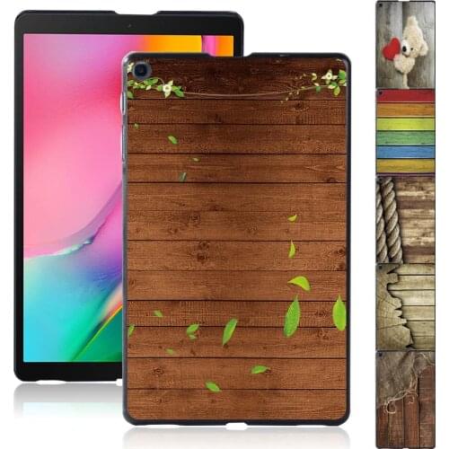 Durable Tablet Case for Samsung Galaxy Tab A 8.0 (2019) T290 T295 Simple Wood Pattern Plastic Ultra Slim Shell + Free Stylus