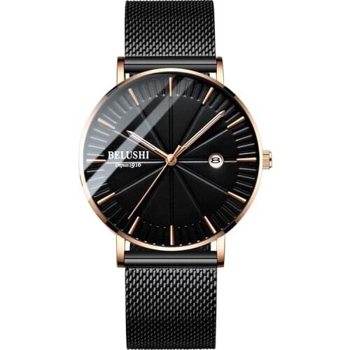 Simple Ultra-Thin Watch Casual Fashion Mens and Womens Classic Quartz Stainless Steel Watch Calendar Wrist Watch