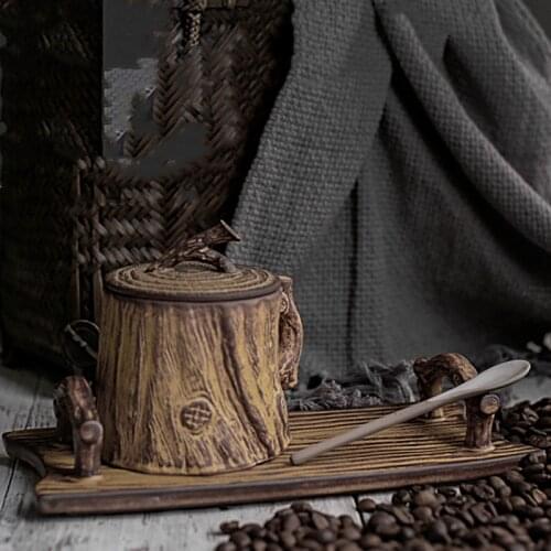 Retro Porcelain Tea Cup With Plate Vintage Coarse Pottery Coffee Cup With Saucer New Arrival Mug With Handle