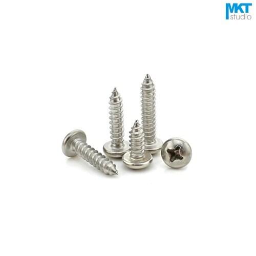 100Pcs M2.2 Stainless Steel Round Head Acute Tail Self Tapping Screws Length=5/6/8/10/12/16/20mm