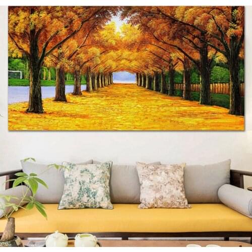 Modern Autumn woods Tree 5d diy diamond painting Full square diamond embroidery full round mosaic Diamond 70x140cm